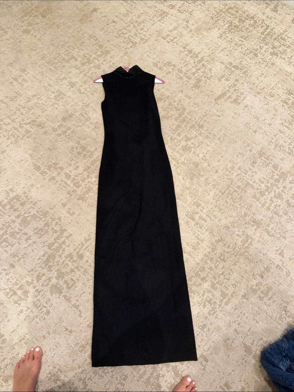 Retrofête Black Sleeveless Maxi Gown with Embellished High Neck